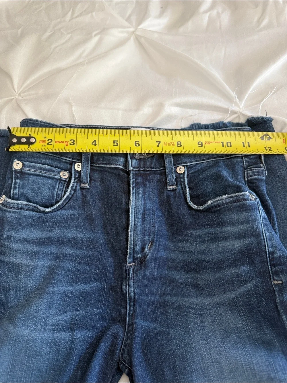 Agolde Dark Blue Skinny Jeans with Frayed Hem Size 23 - Picture 6 of 8